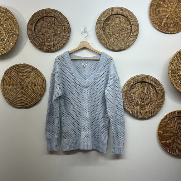 aerie Sweaters - Aerie Baby Blue V-Neck Cozy Pullover Oversized Knit Sweater Small